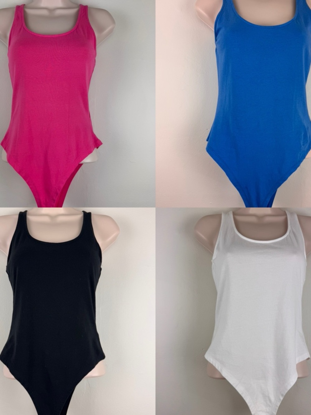4 Pack • Primark Bodysuits S Pink Blue Black White Tank Stretch